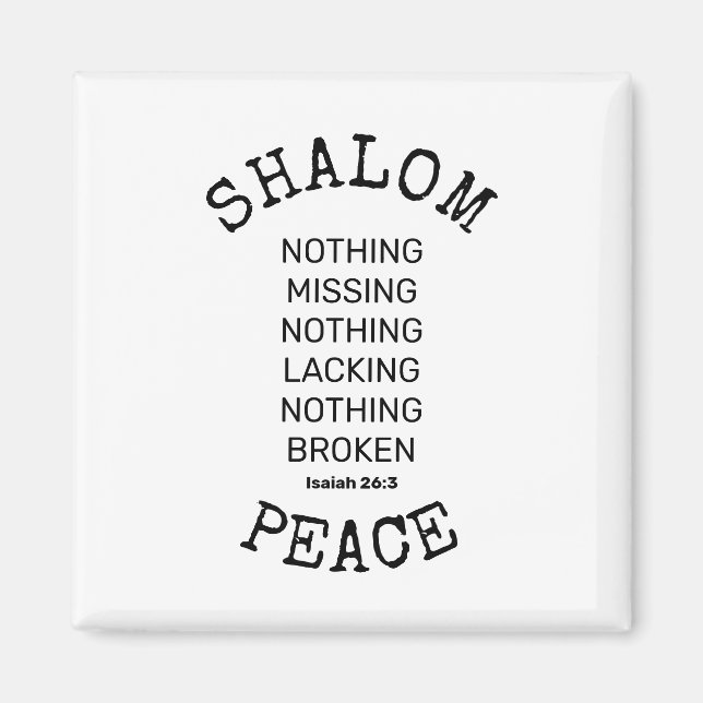Modern Christian SHALOM PEACE Magnet (Framsidan)