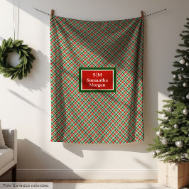 Modern Christmas Blanket Custom Name Cozy Decor Fleecefilt