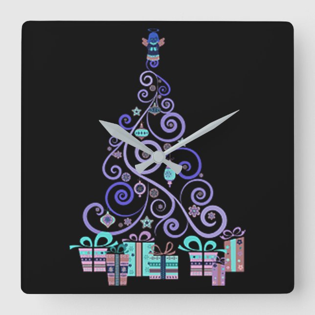 ****MODERN CHRISTMAS*** CLOCK FYRKANTIG KLOCKA (Framsida)
