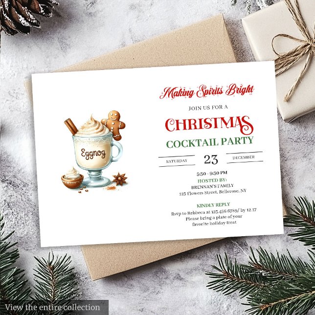 Modern Christmas Cocktails Party Editable Invites Inbjudningar (Modern Christmas Cocktails Party Editable Celebration

)