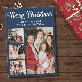 Modern Christmas family photo collage Inbjudningar
