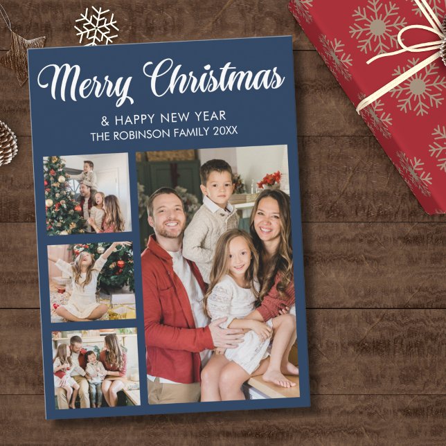 Modern Christmas family photo collage Inbjudningar (Skapare uppladdad)
