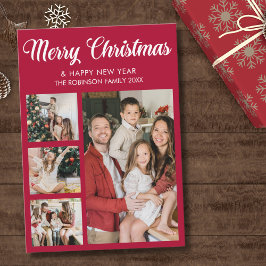 Modern Christmas family photo collage Inbjudningar