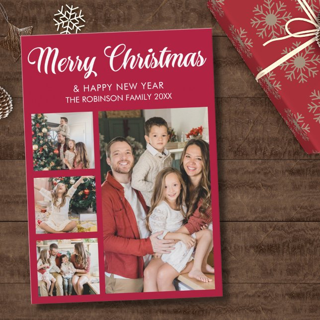 Modern Christmas family photo collage Inbjudningar (Skapare uppladdad)
