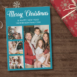 Modern Christmas family photo collage Inbjudningar