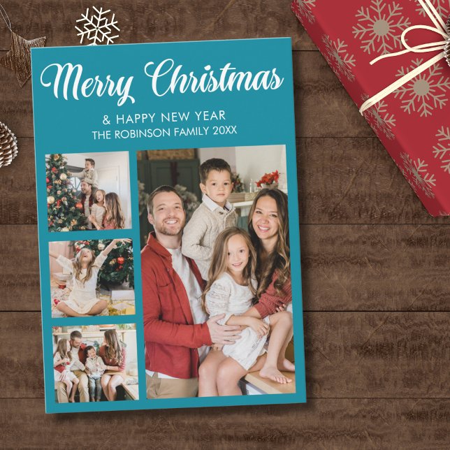 Modern Christmas family photo collage Inbjudningar (Skapare uppladdad)