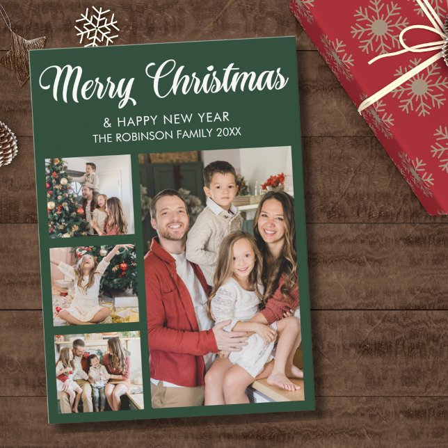 Modern Christmas family photo collage Inbjudningar (Skapare uppladdad)