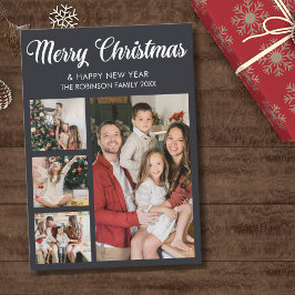 Modern Christmas family photo collage Inbjudningar