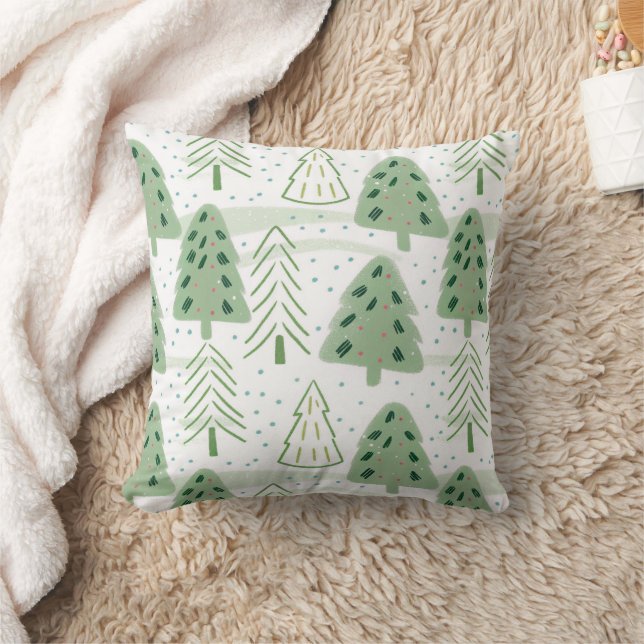 Modern Christmas Forest Olive green pattern Kudde (Filt)