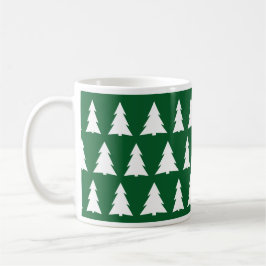 Modern Christmas Green White Tree Pattern Kaffemugg