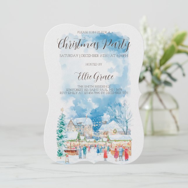 Modern Christmas Holiday Party Invitation Inbjudningar (Stående Fram)