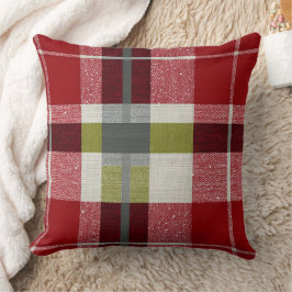 Modern Christmas Holiday Plaid Throw Pillow Kudde