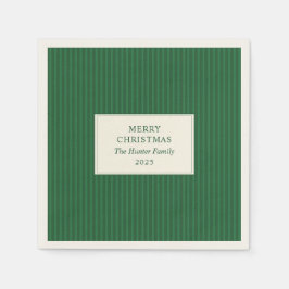 Modern Christmas Minimal Holiday Green Stripes Pappersservett