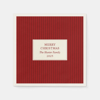 Modern Christmas Minimal Holiday Red Stripes Pappersservett