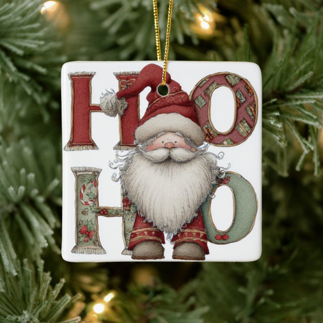 Modern Christmas Ornament | Santa Claus HO HO HO (Träd)