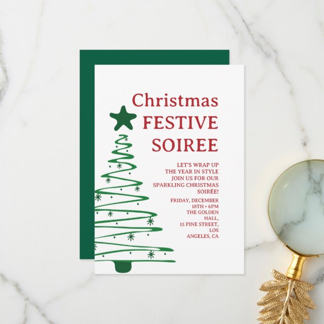 Modern Christmas Party Invitation Tack Kort (Fram/Back In Situ)
