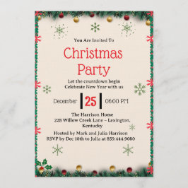 Modern Christmas Party Invitation Template Inbjudningar