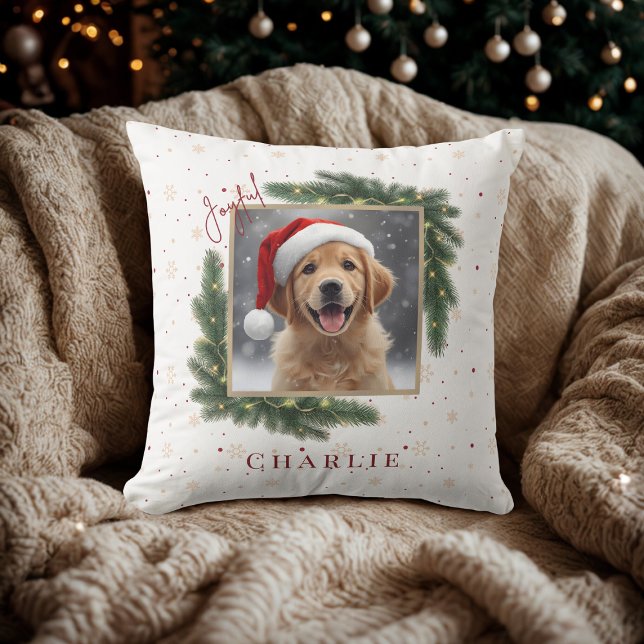 Modern Christmas Pet Photo  – Personalized Gift Kudde (Skapare uppladdad)