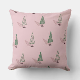 Modern Christmas Pillow in Pink & Green Kudde