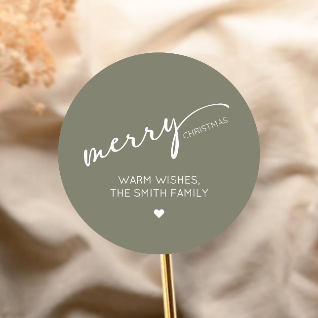 Modern Christmas Runt Klistermärke (Modern Merry Christmas Holiday Sticker)