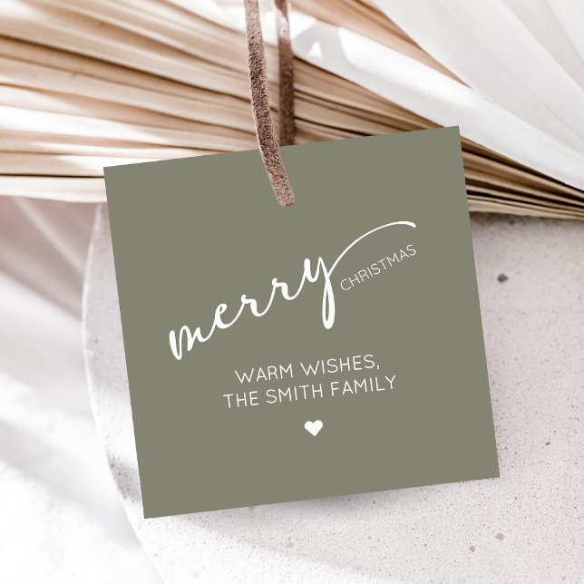 Modern Christmas Square Gåvor Etiketter (Modern Merry Christmas Holiday Favor Tags)