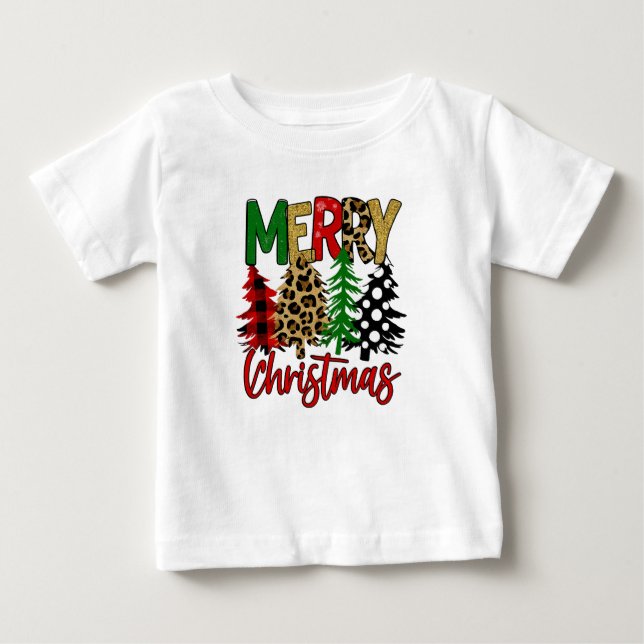 Modern Christmas Tree Aesthetic T Shirt (Framsida)