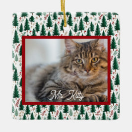 Modern Christmas Tree Pattern Pet Memorial Photo Julgransprydnad Keramik