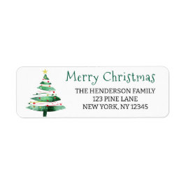 MODERN CHRISTMAS TREE RETURADRESS ETIKETT