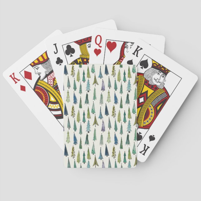 Modern Christmas Trees Illustrated Pattern Casinokort (Baksidan)