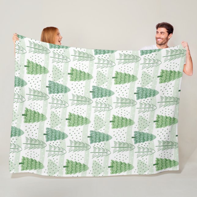 Modern Christmas Trees Pattern  Fleecefilt (På plats)