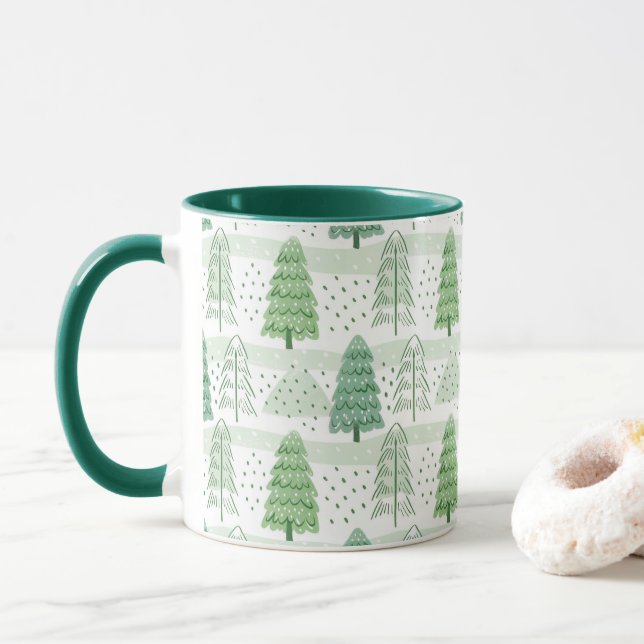 Modern Christmas Trees Pattern  Mugg (Med munk)