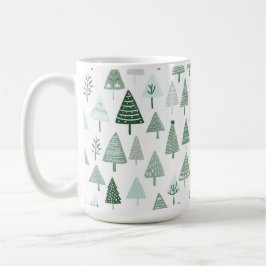 Modern Christmas Trees White and green Kaffemugg