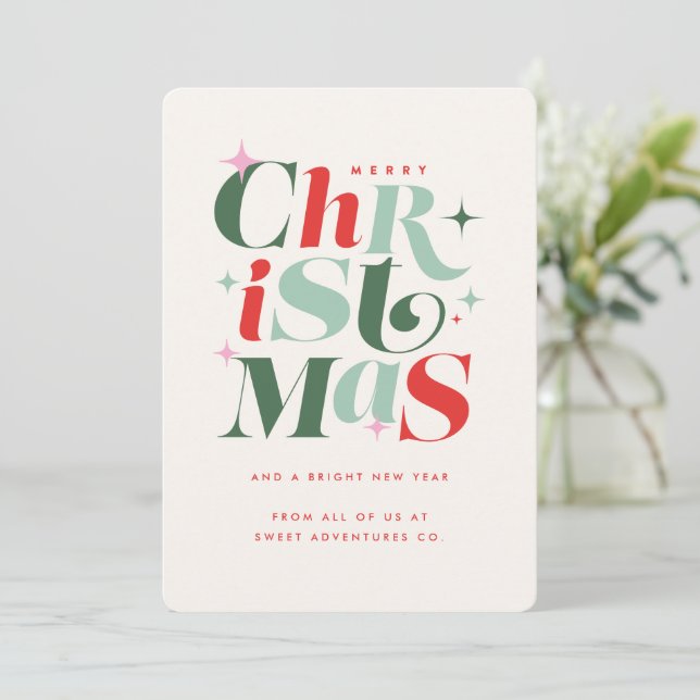 Modern Christmas Typography Company Julkort (Stående Fram)