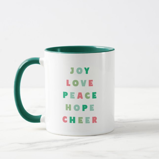 Modern Christmas Typography Joy Love Peace Hope Mugg (Vänster)