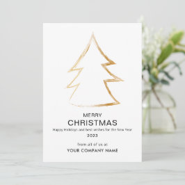 Modern Christmast Träd Business Logotyp White Julkort