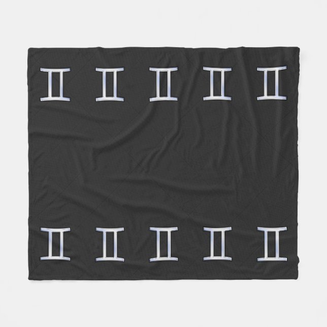 Modern Chrome like Gemini Zodiac Symbol Fleecefilt (Framsidan (Horisontell))