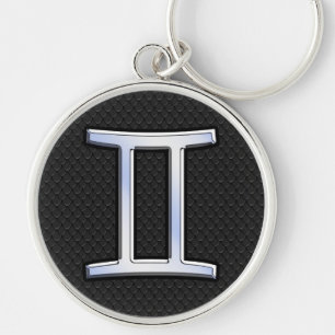 Modern Chrome like Gemini Zodiac-tecken Rund Silverfärgad Nyckelring