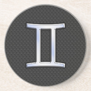 Modern Chrome like Gemini Zodiac-tecken Underlägg Sandsten