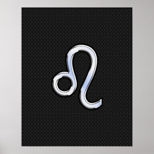 Modern Chrome som Leo Sign on snake skin Poster