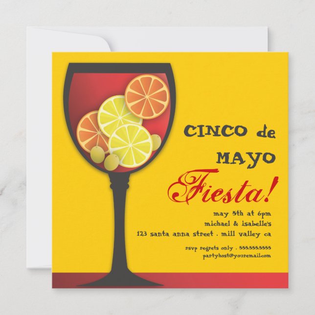 Modern Cinco de Mayo Sangria Fiesta-inbjudan Inbjudningar (Framsida)
