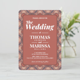 Modern Cinnamon and Marsala Art Deco Wedding QR Inbjudningar