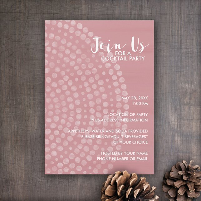 Modern Circle Dot Mönster - Mauve Cocktail Party Inbjudningar (Holiday invitation with boho dots and pastel colors.)