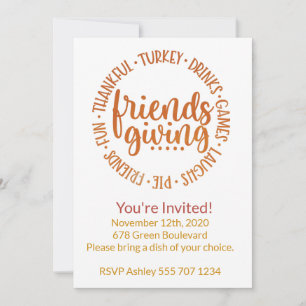 Modern Circle Friendsgiving Inbjudningar