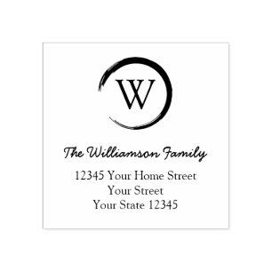 Modern Circle Monogram-familjens Namn-Returadress Stämpel