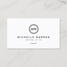 Modern Circle Monogram Initialer Attorements Visitkort