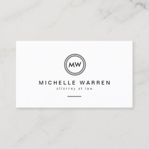 Modern Circle Monogram Initialer Attorements Visitkort