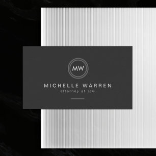 Modern Circle Monogram Initialer Attorney, advokat Visitkort