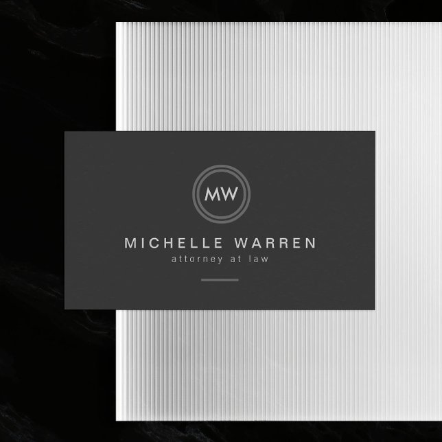 Modern Circle Monogram Initialer Attorney, advokat Visitkort (Skapare uppladdad)