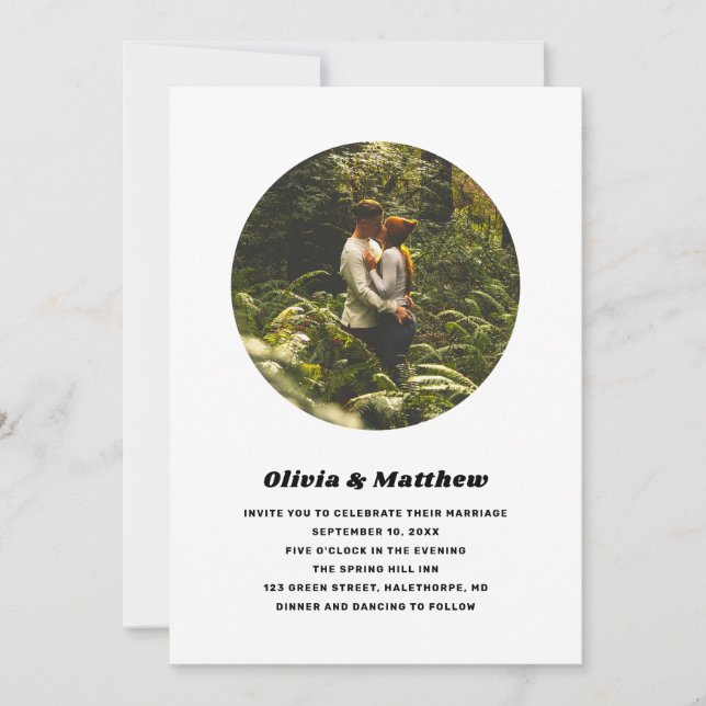 Modern Circle Photo Wedding | Minimalist Elegant Inbjudningar (Framsida)