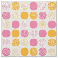 Modern Circles Dots Rosa Orange White Fabric